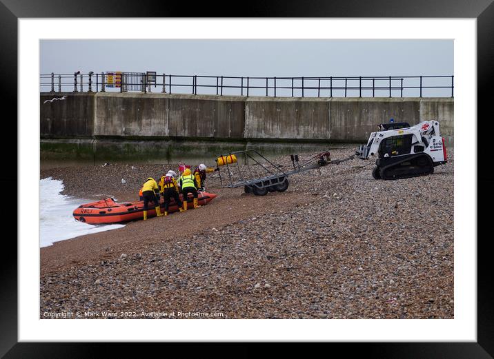 Hastings Inshore Lifeboat safely back to base.  Framed Mounted Print by Mark Ward