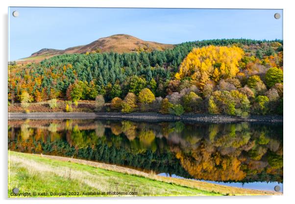 Ladybower Reservoir with Autumn Colours Acrylic by Keith Douglas