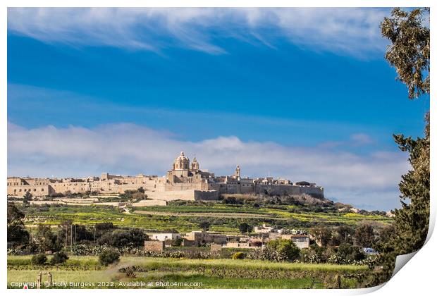Malta's Ancient Citadel: Mdina Print by Holly Burgess