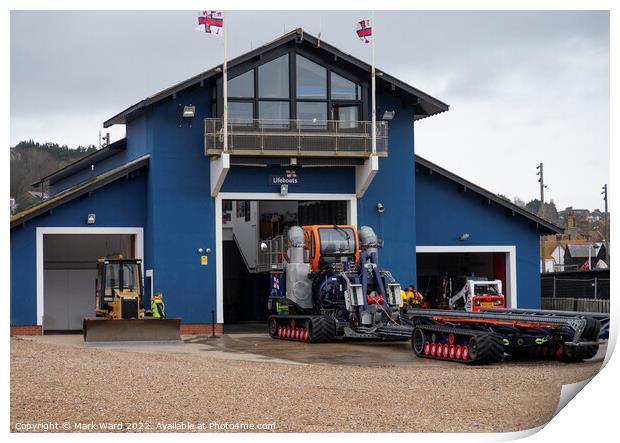 Hastings Lifeboat Station in action. Print by Mark Ward