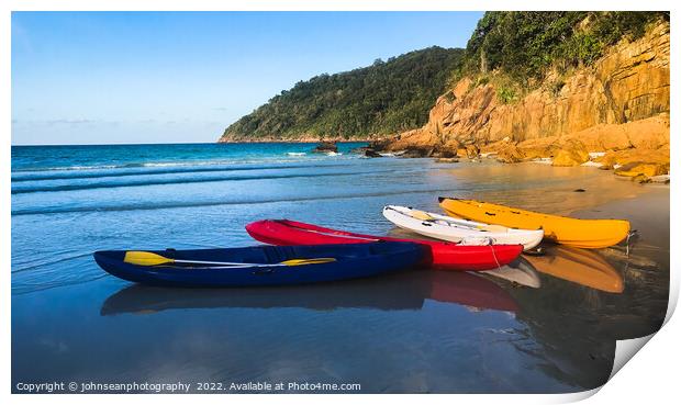 Redang Island, Malaysia Colourful boats on the beach ready to be Print by johnseanphotography 
