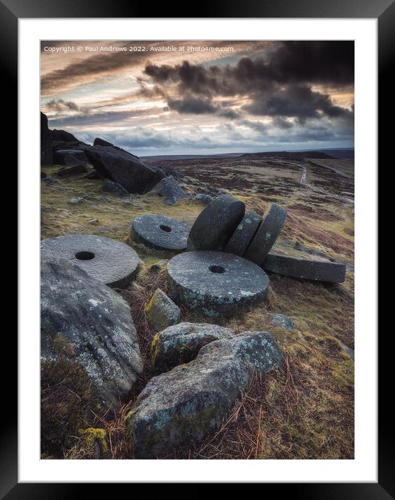 Stanage Millstones Framed Mounted Print by Paul Andrews