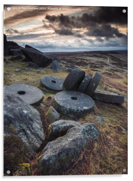 Stanage Millstones Acrylic by Paul Andrews