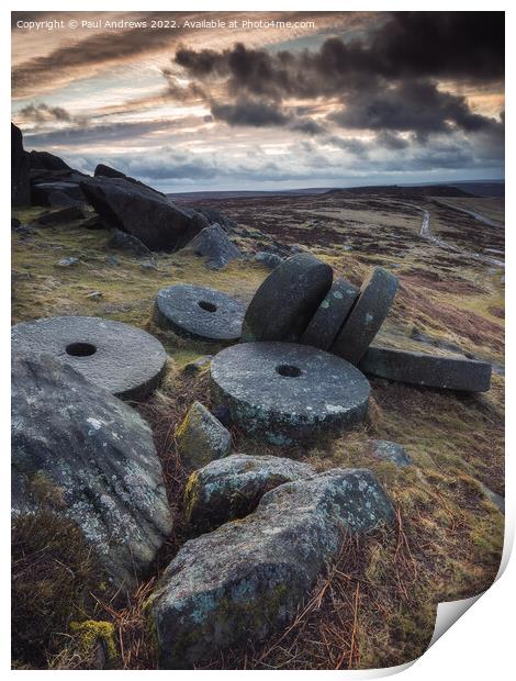 Stanage Millstones Print by Paul Andrews