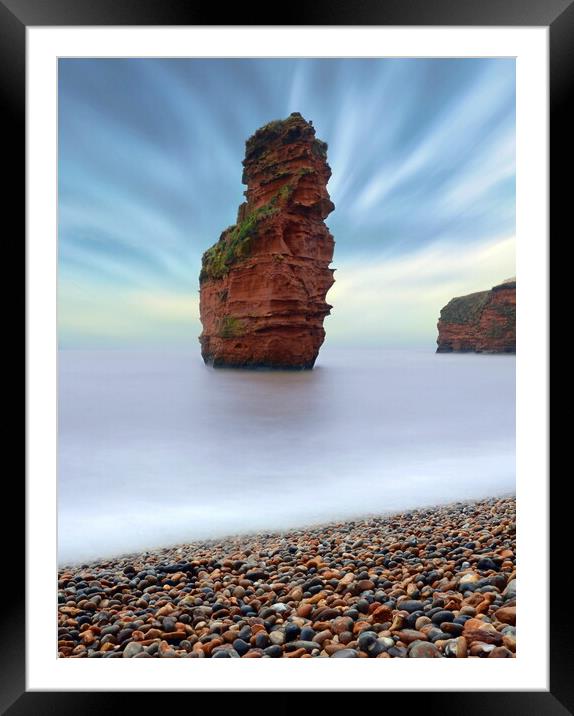 Ladram Sea Stack  Framed Mounted Print by David Neighbour