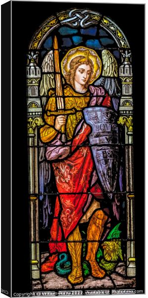Archangel Michael Stained Glass Saint Mary Basilica Phoenix Canvas Print by William Perry