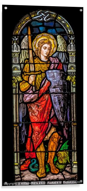 Archangel Michael Stained Glass Saint Mary Basilica Phoenix Acrylic by William Perry