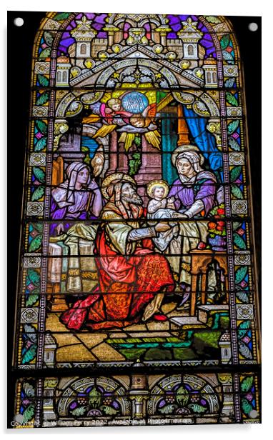 Mary Jesus Stained Glass Saint Mary Basilica Phoenix Arizona Acrylic by William Perry