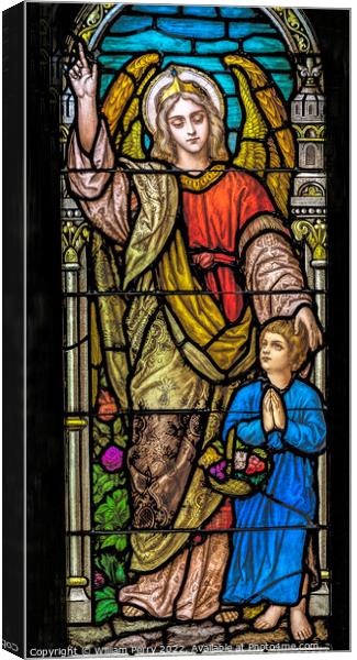 Angel Child Stained Glass Saint Mary Basilica Phoenix Arizona Canvas Print by William Perry