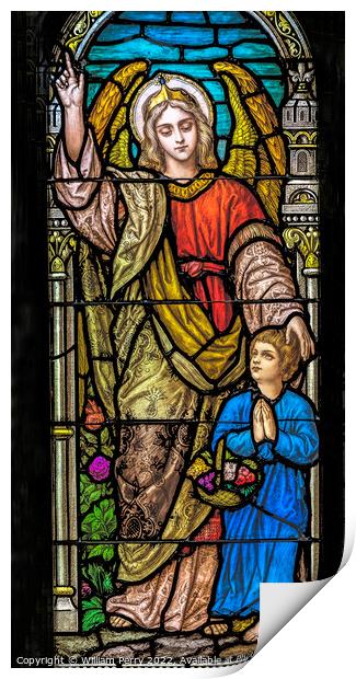 Angel Child Stained Glass Saint Mary Basilica Phoenix Arizona Print by William Perry