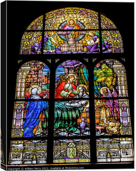 Joseph Jesus Stained Glass Saint Mary Basilica Phoenix Arizona Canvas Print by William Perry