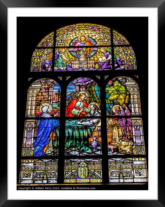 Joseph Jesus Stained Glass Saint Mary Basilica Phoenix Arizona Framed Mounted Print by William Perry