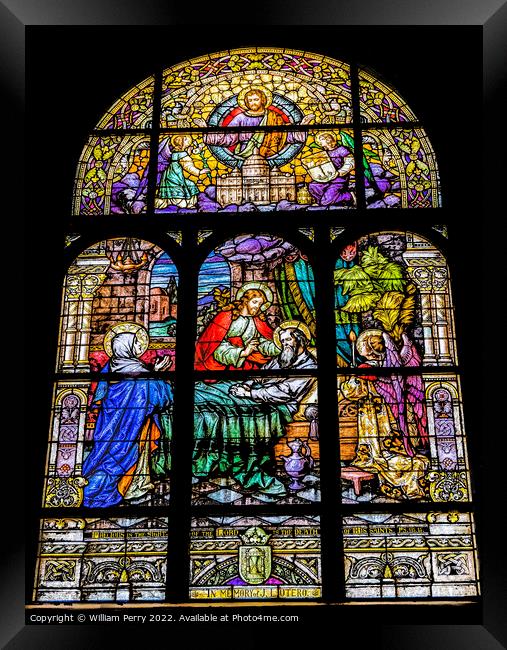 Joseph Jesus Stained Glass Saint Mary Basilica Phoenix Arizona Framed Print by William Perry