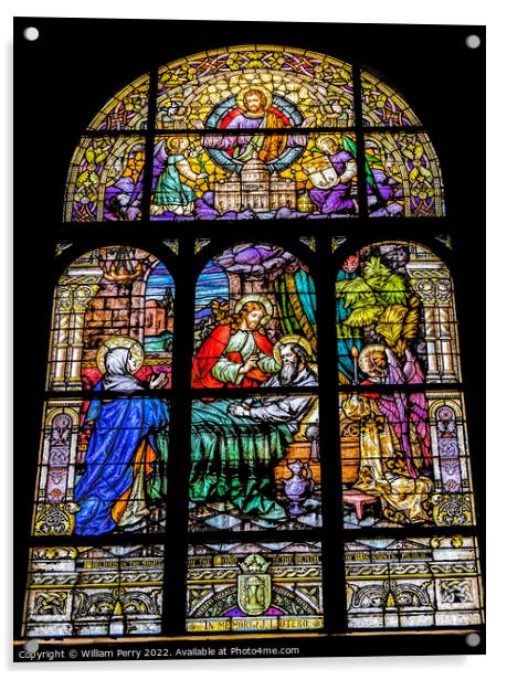 Joseph Jesus Stained Glass Saint Mary Basilica Phoenix Arizona Acrylic by William Perry