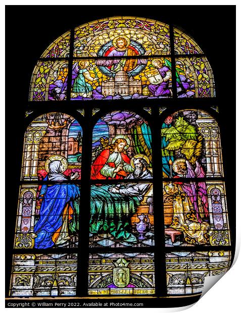 Joseph Jesus Stained Glass Saint Mary Basilica Phoenix Arizona Print by William Perry