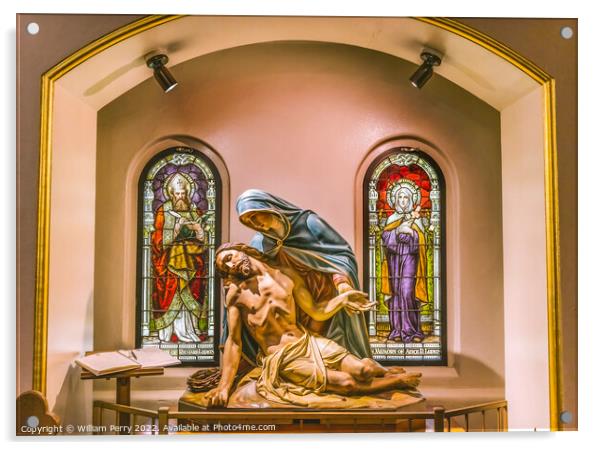 Pieta Mary Jesus Statues Saint Mary Basilica Phoenix Arizona Acrylic by William Perry