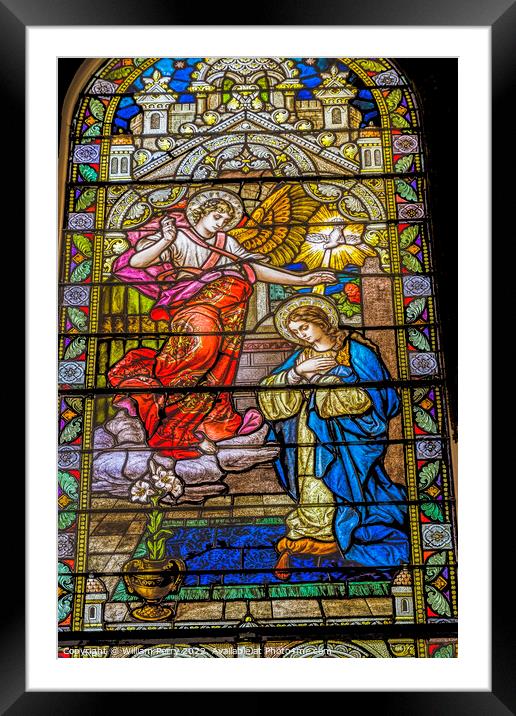 Angel Mary Annunciation Stained Glass Saint Mary Basilica Phoenix Framed Mounted Print by William Perry