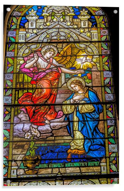 Angel Mary Annunciation Stained Glass Saint Mary Basilica Phoenix Acrylic by William Perry