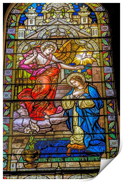 Angel Mary Annunciation Stained Glass Saint Mary Basilica Phoenix Print by William Perry