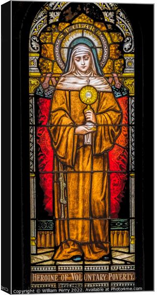 Saint Clare Stained Glass Saint Mary Basilica Phoenix Arizona Canvas Print by William Perry
