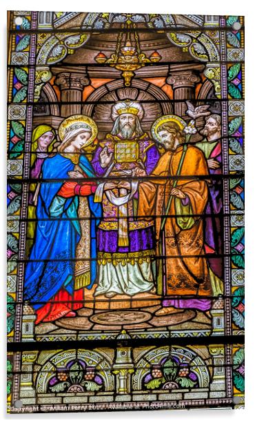 Joseph Mary Marriage Stained Glass Saint Mary Basilica Phoenix  Acrylic by William Perry