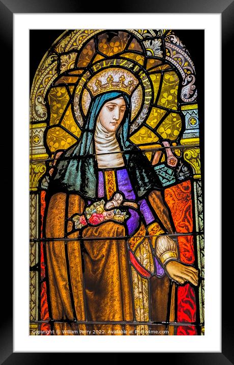 Saint Elizabeth Hungary Stained Glass Saint Mary Phoenix Framed Mounted Print by William Perry