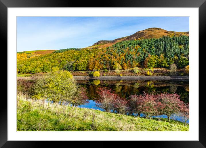Ladybower Reservoir - Autumn Colours and Reflections Framed Mounted Print by Keith Douglas