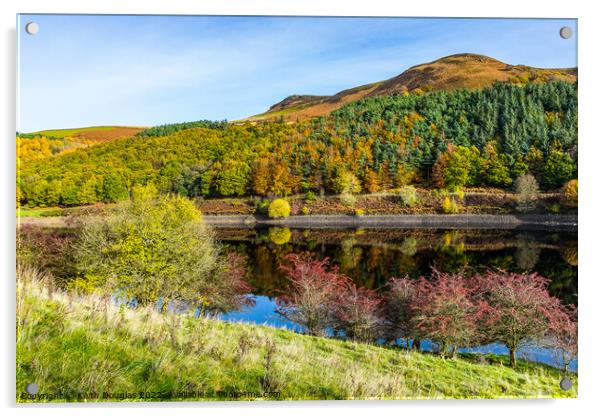 Ladybower Reservoir - Autumn Colours and Reflections Acrylic by Keith Douglas
