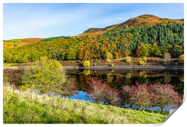 Ladybower Reservoir - Autumn Colours and Reflections Print by Keith Douglas