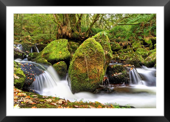 Golitha Falls Boulder Cornwall Framed Mounted Print by austin APPLEBY