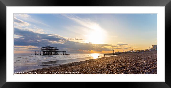 West Pier sunset Brighton Framed Mounted Print by Margaret Ryan