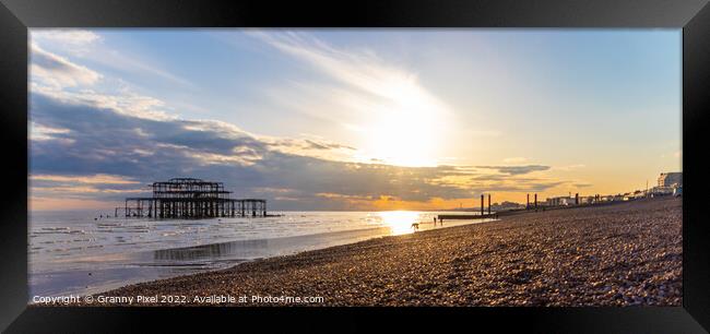 West Pier sunset Brighton Framed Print by Margaret Ryan