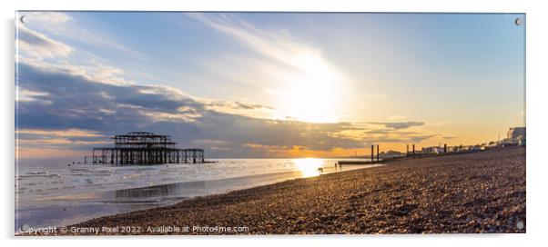West Pier sunset Brighton Acrylic by Margaret Ryan