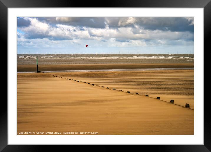 Kite Surfing Rhyl Wales Framed Mounted Print by Adrian Evans