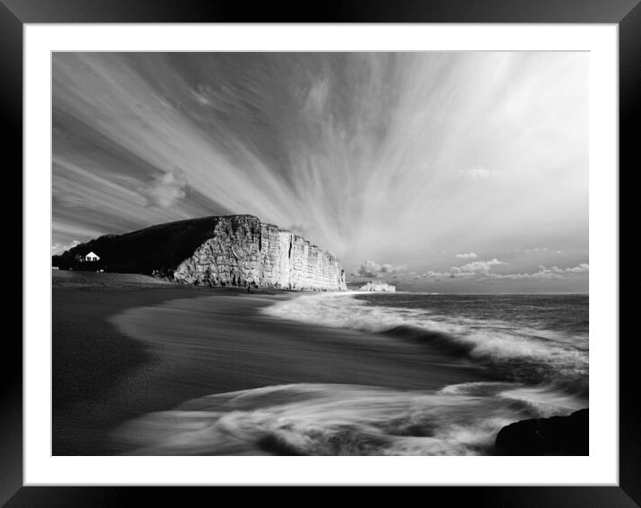 West Bay Sun and Shade - B&W Framed Mounted Print by David Neighbour