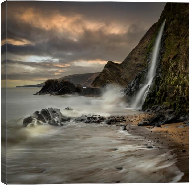 A seaside waterfall Canvas Print by Leighton Collins