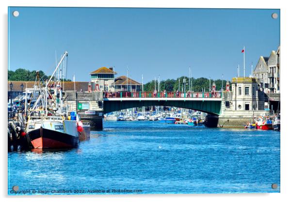 Weymouth Town Bridge Acrylic by Alison Chambers