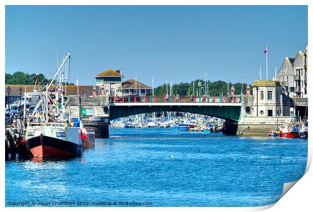 Weymouth Town Bridge Print by Alison Chambers
