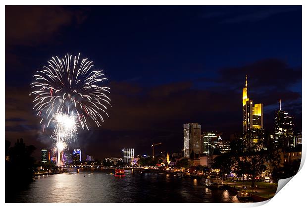 Fireworks in Frankfurt Print by Thomas Schaeffer