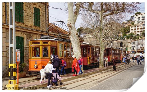 Catching The Tram At Puerto Soller Print by Peter F Hunt