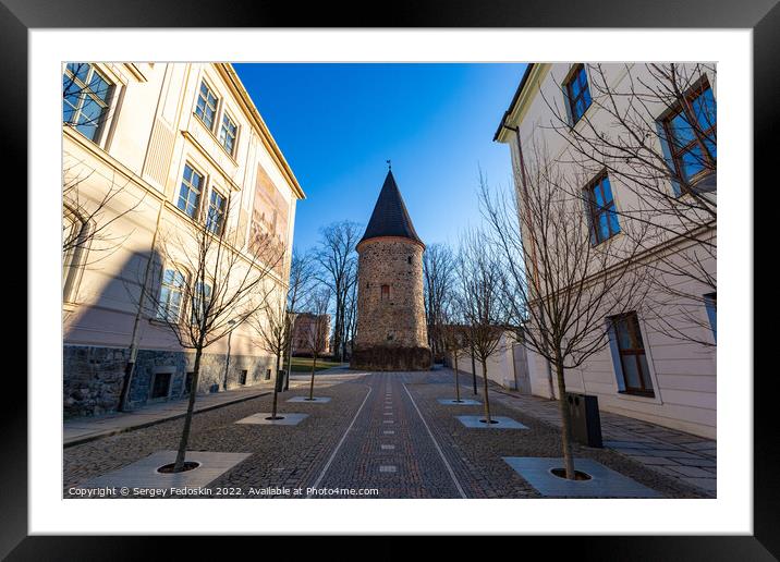 Old tower Okrouhlice in downtown of Klatovy, Czech Framed Mounted Print by Sergey Fedoskin