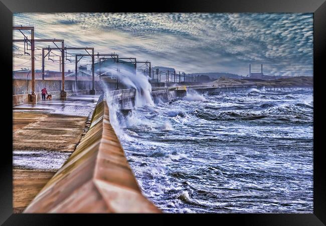 Saltcoats High Waves  Framed Print by Valerie Paterson