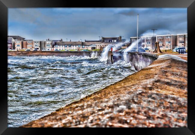 Stormy Saltcoats Framed Print by Valerie Paterson