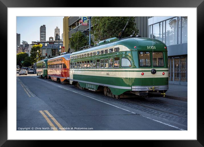 San Francisco trolley buses. Framed Mounted Print by Chris North