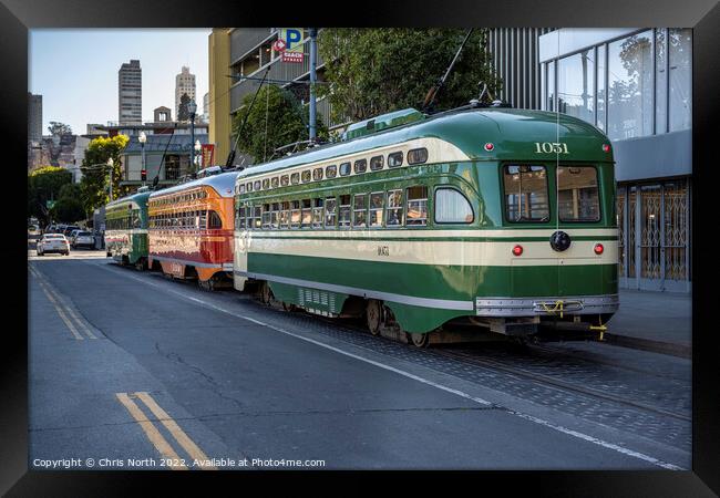 San Francisco trolley buses. Framed Print by Chris North