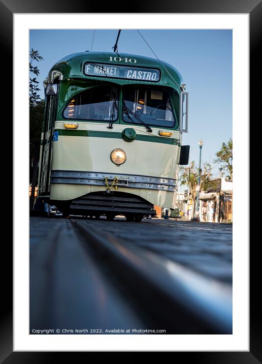 San Francisco trolley bus on California Street. Framed Mounted Print by Chris North