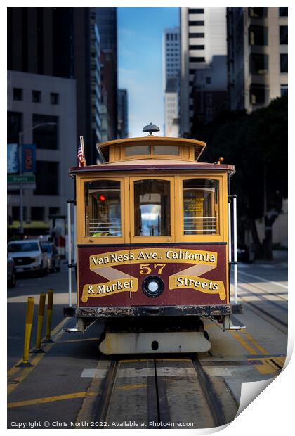 Trolley bus on California Street San Francisco., USA. Print by Chris North