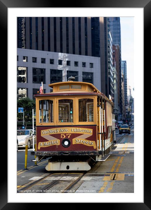 San Francisco trolley bus on California Street. Framed Mounted Print by Chris North