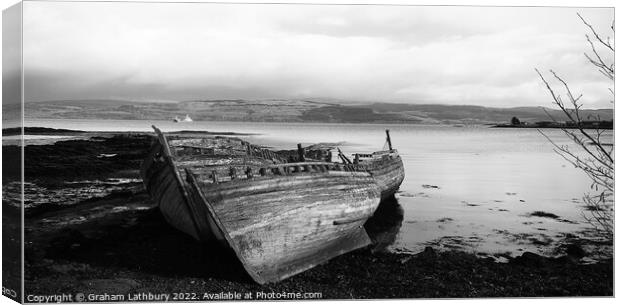 Monochrome Boats, Salen, Isle of Mull Canvas Print by Graham Lathbury
