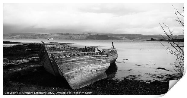 Monochrome Boats, Salen, Isle of Mull Print by Graham Lathbury